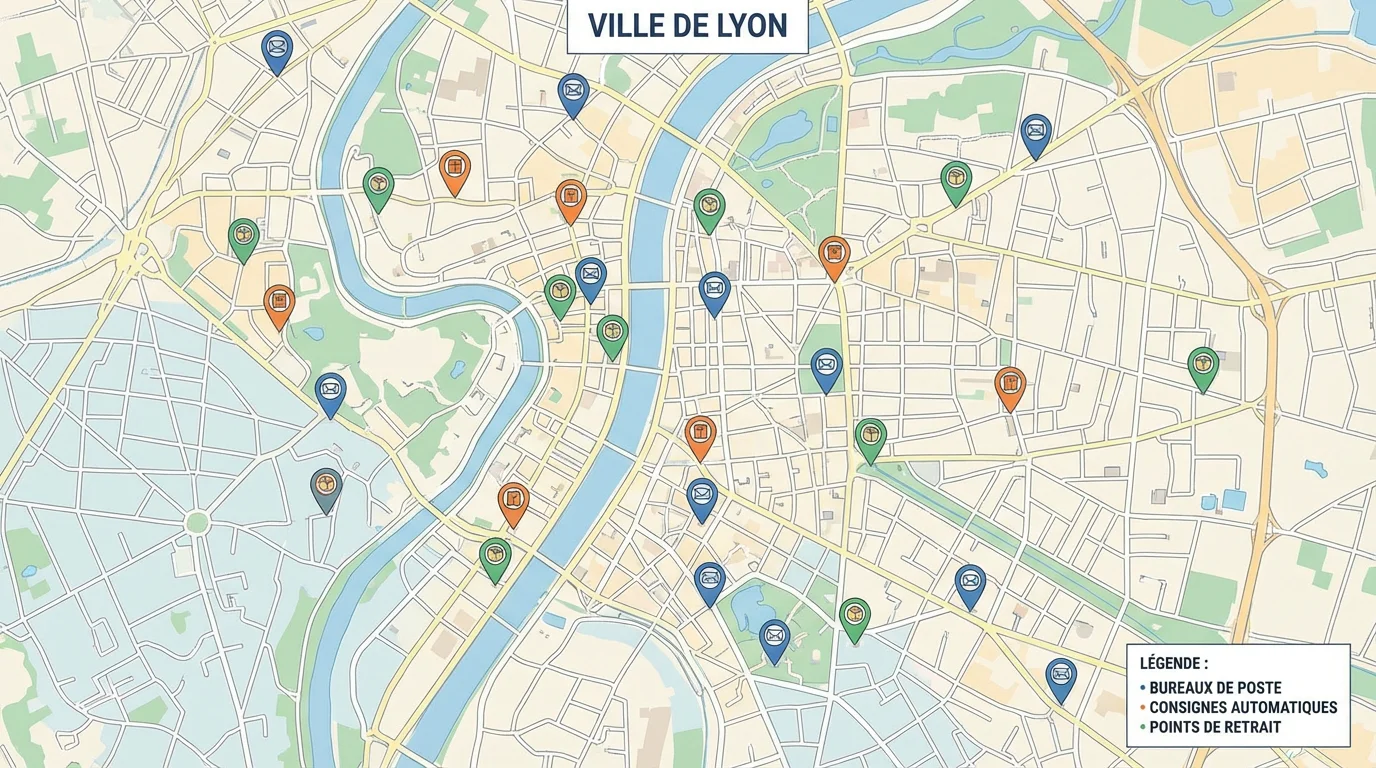 Map illustrating the network of pickup points and parcel lockers for parcel delivery in France