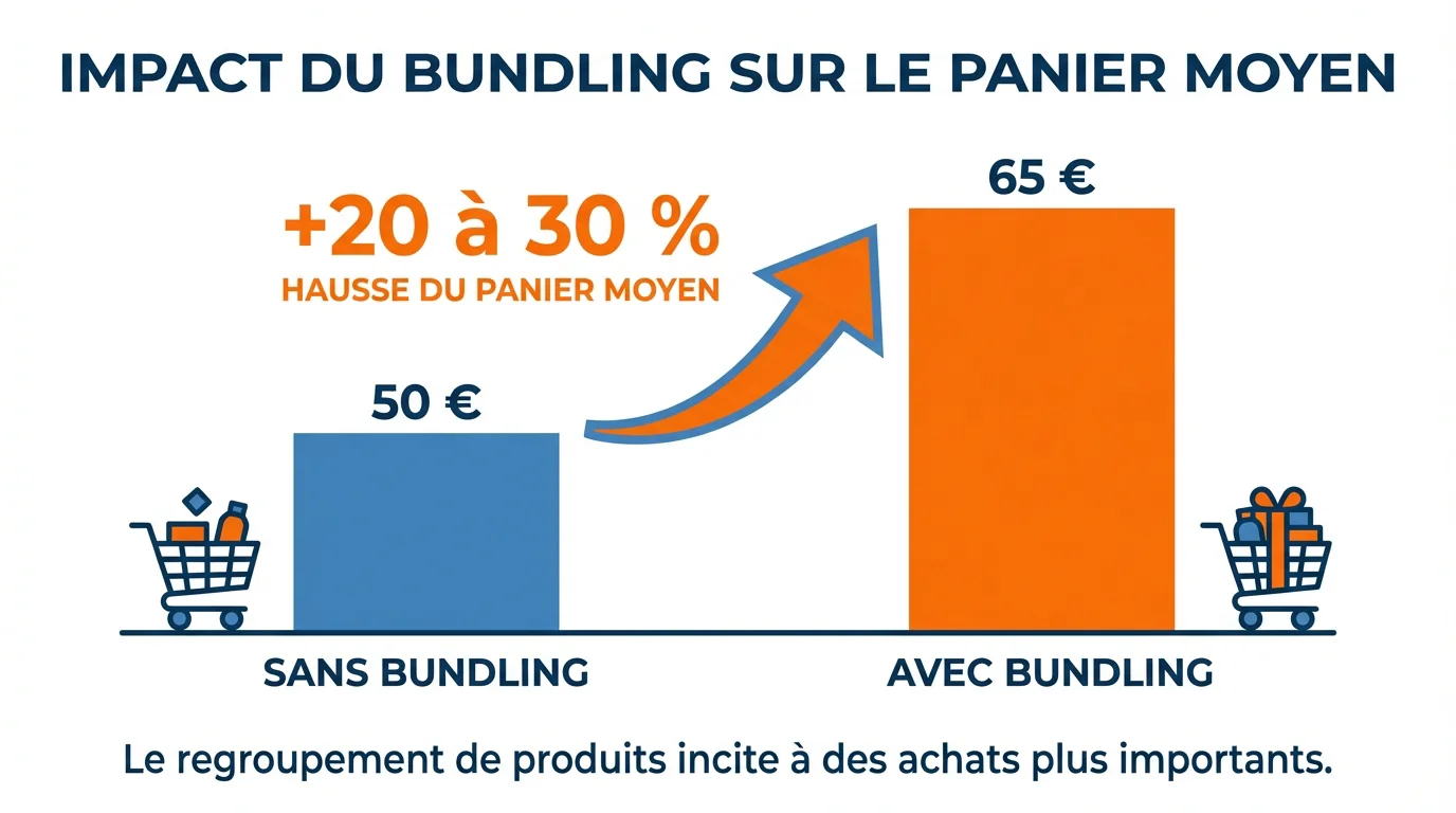 Infographic comparing average order value with and without a bundling strategy
