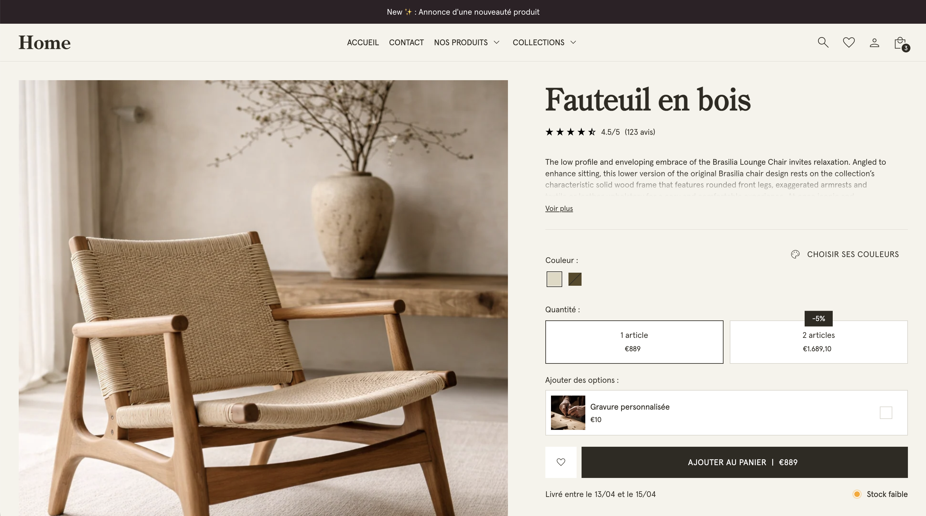 Thème Shopify : Boutique démo de vente de meubles