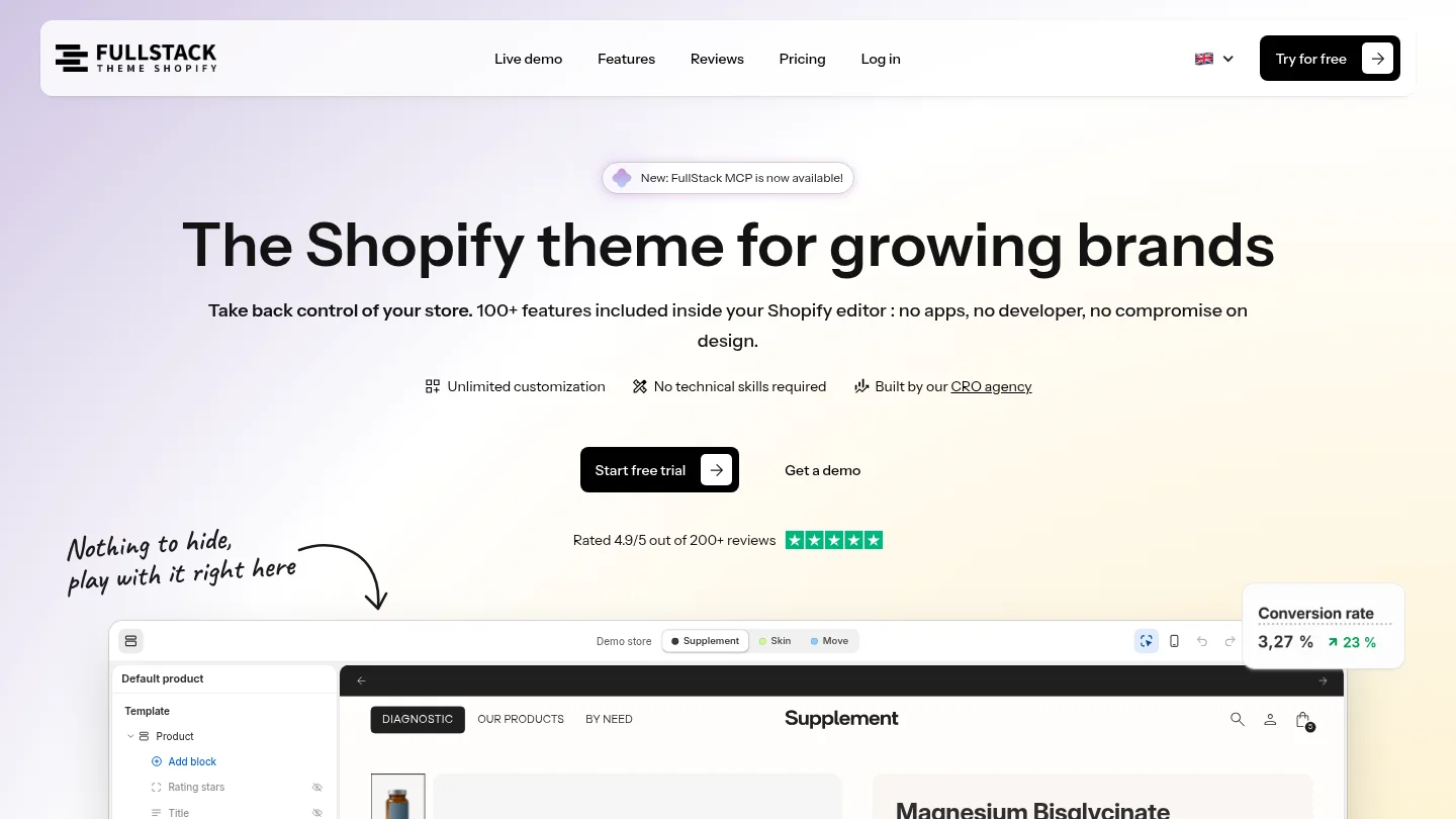 Page d’accueil de themefullstack.com
