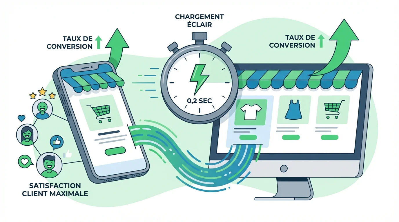 Illustration of an online store's load speed and its impact on conversion