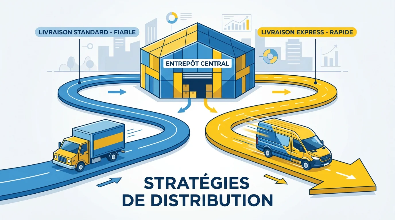 Illustration comparing two delivery methods: standard and express